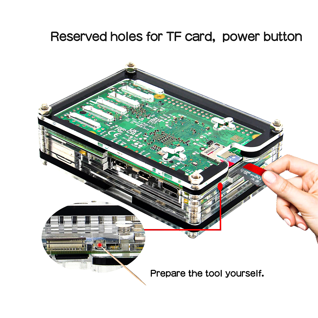 9 Layers Computer Acrylic Case for Raspberry Pi 5 with Active Cooler Black